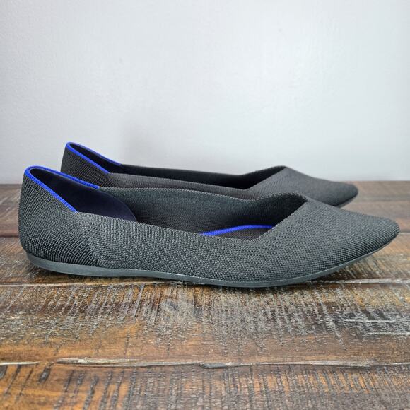 NEW Rothys The Point II Womens 6.5 Flats Slip On Ballet Shoes Black Blue - Picture 1 of 11